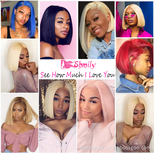 Shmily 613 Blonde 13x4 Straight Lace Wigs 100% Virgin Human Hair Bob Wigs For Black Women Brazilian Human Hair Lace Front Wigs